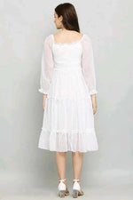 Thumbnail for PAVONINE Buta-Design With Square-Neck White Dress For Girls & Women - Distacart