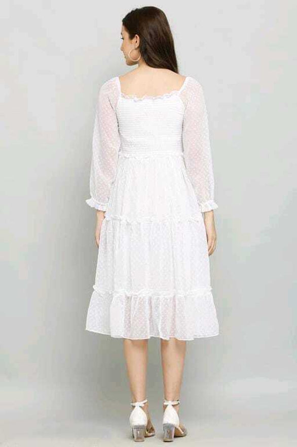 PAVONINE Buta-Design With Square-Neck White Dress For Girls & Women - Distacart