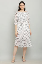 Thumbnail for PAVONINE Polka Dots Body Kansai White Dress For Women - Distacart