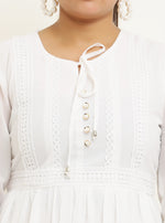 Thumbnail for PAVONINE White Color Georgette Fabric Lace Inserts Midi For Girls - Distacart
