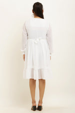 Thumbnail for PAVONINE White Color Georgette Fabric Lace Inserts Midi For Girls - Distacart