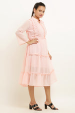 Thumbnail for PAVONINE Pum Pum & Lace Inserted Pink Color Dress For Girls & Women - Distacart