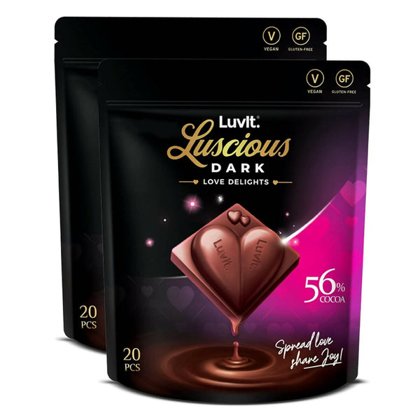LuvIt Luscious Dark Love Delights - Heart Shaped Chocolate Bars - Distacart