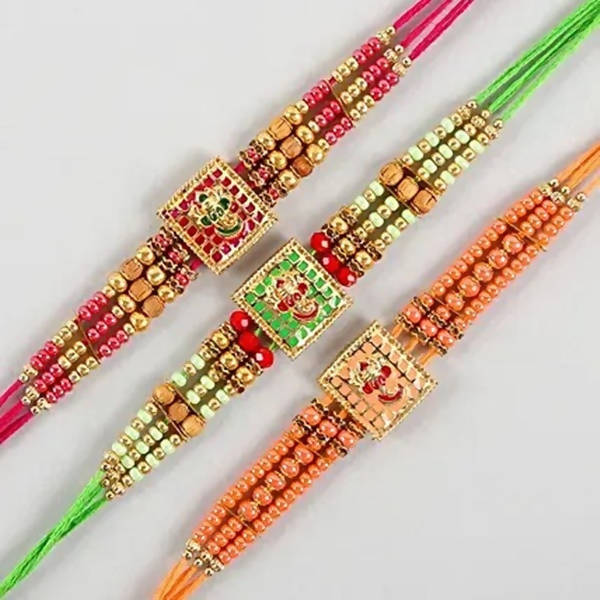 Set of 3 Meenakari Rakhi and Fruit N Nut Chocolates - Distacart