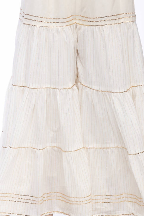 Mominos Fashion Cotton Off White Stripe With Gota Sharara - Distacart