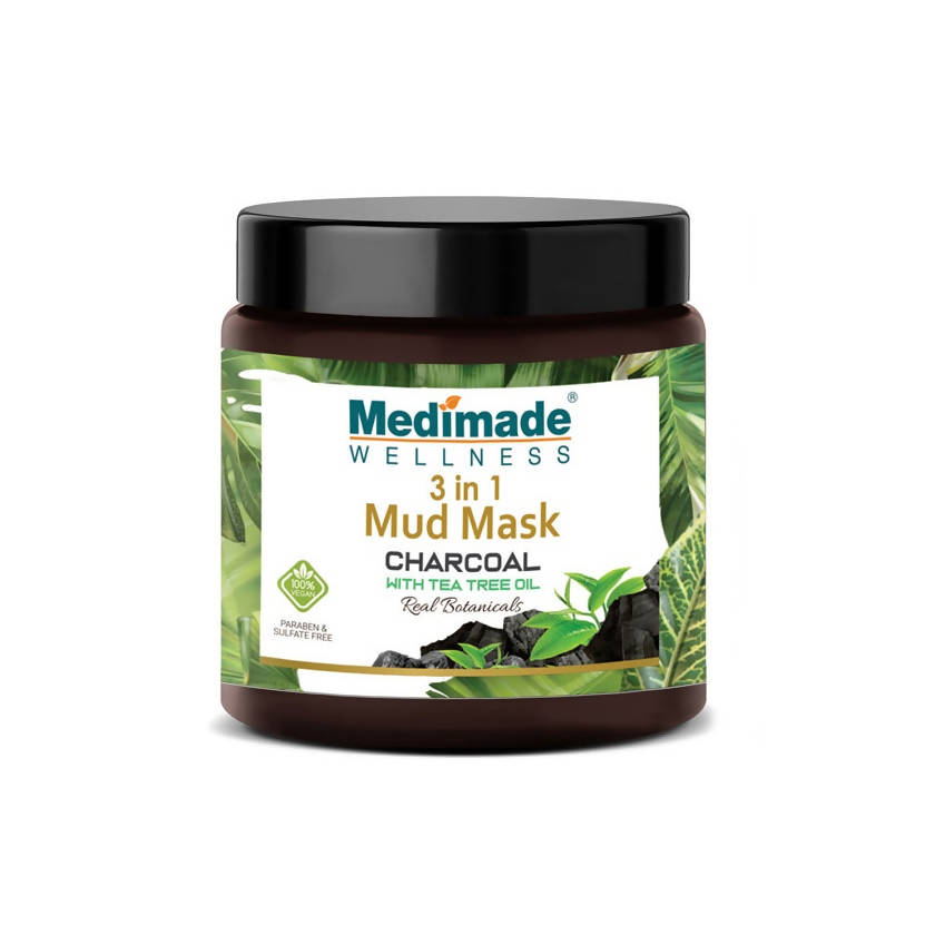 Medimade Wellness 3 in 1 Mud Mask Charcoal with Tea Tree Oil