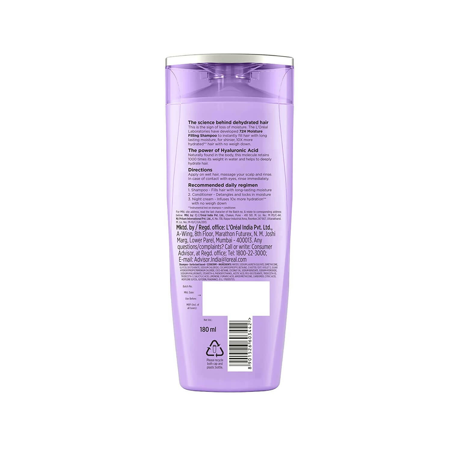 L'Oreal Paris Hyaluron Moisture 72H Moisture Filling Shampoo - Distacart