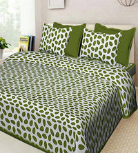 Thumbnail for Vamika Printed Cotton Green & White Combination Bedsheet With Pillow Covers (LEOC_ANDA_G) - Distacart
