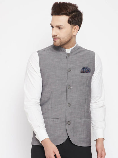 Even Apparels Grey Merino Men Woven Nehru Jacket NJW-PW690 - Distacart
