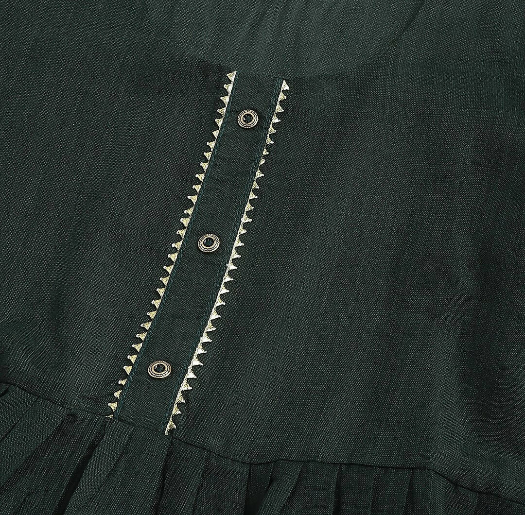 Green Poly Cotton Solid Nayra Cut Kurta - Tirtha - Distacart