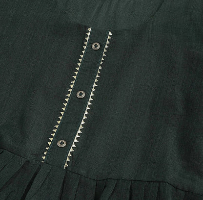 Green Poly Cotton Solid Nayra Cut Kurta - Tirtha - Distacart