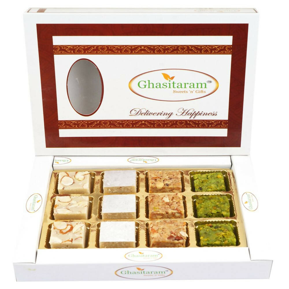 Ghasitaram Assortment of Pure Kaju Badam Pista & Walnut Barfis - Distacart