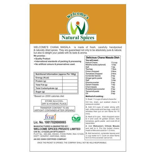 Welcome’s Natural Spices Chana Masala - Distacart