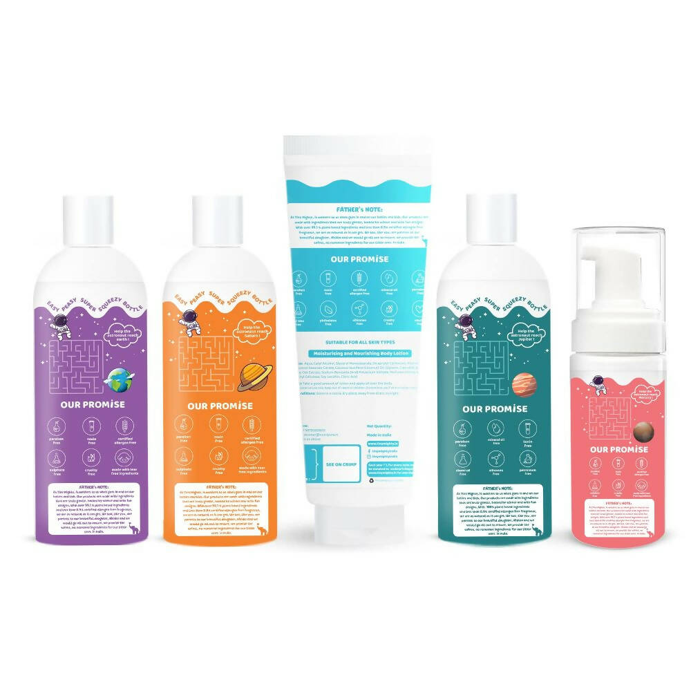 Tiny Mighty Kids Body Wash, Body Foam Wash, Body Lotion, Shampoo & Hair Oil Combo - Distacart