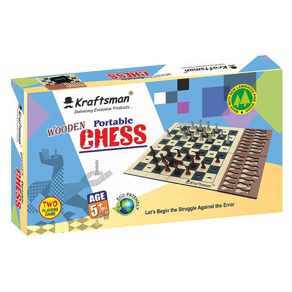 Kraftsman Wooden Portable Chess Board Game Set for Kids and Adults of All Age Groups - Distacart