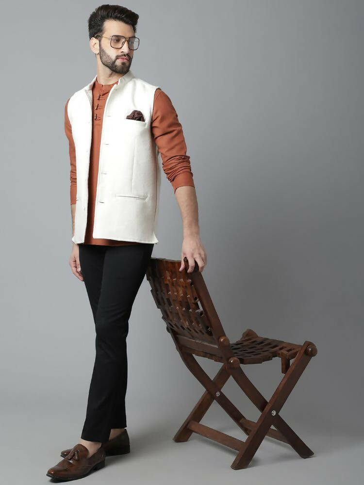 Even Apparels Pure Wool Nehru Jacket - White - Distacart