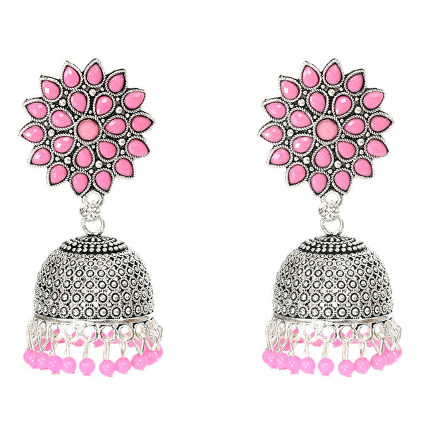 Mominos Fashion Joharkamal Kundan work Jhumka with Baby Pink Beads - Distacart