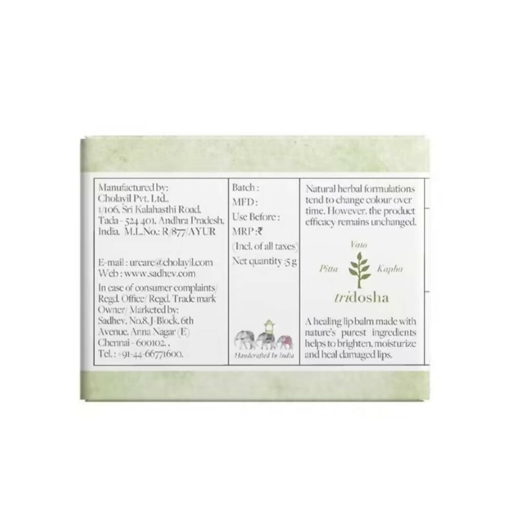 Sadhev Ayurvedic Natural Lip Balm-Beetroot & Coconut - Distacart