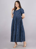 Thumbnail for Vamika Blue Cotton Printed Party Wear/Casual Wear Kurti - Distacart