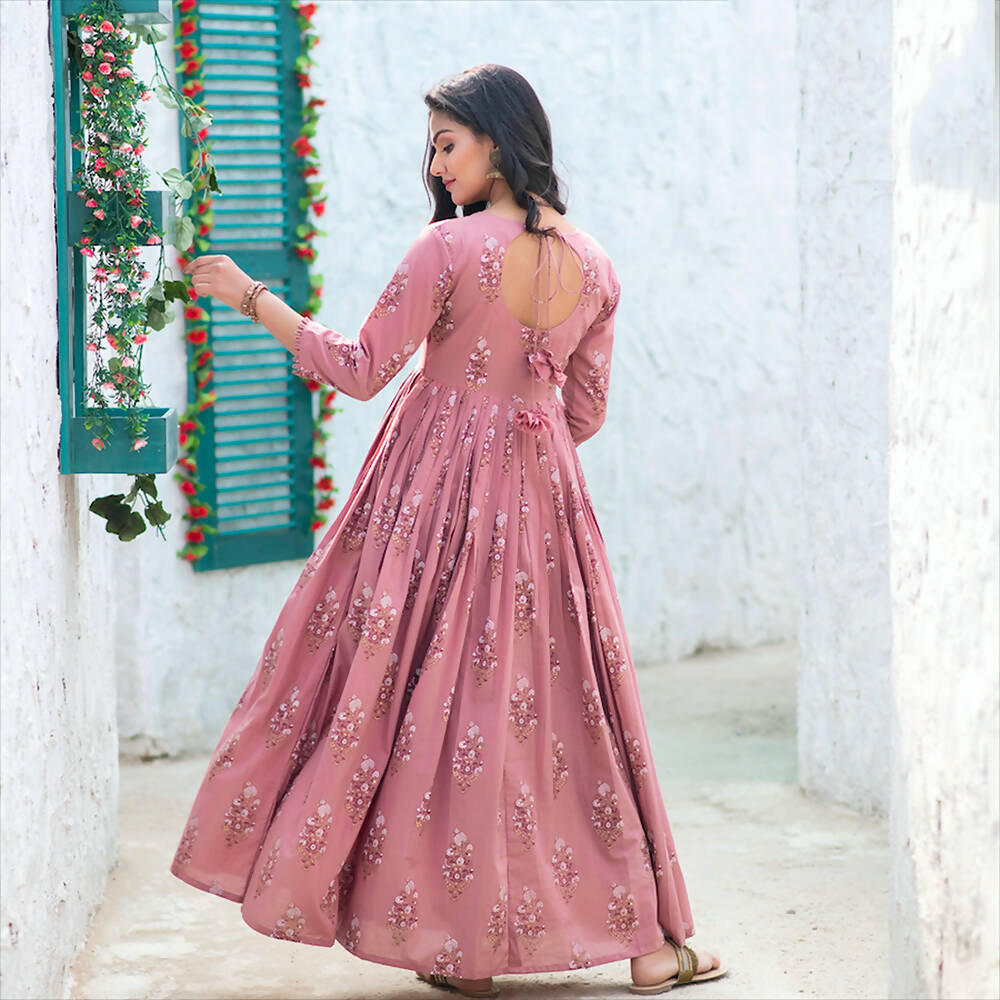 Partywear Designer Digital Printed Gajri Pure Maslin Gown - Anbazaar - Distacart