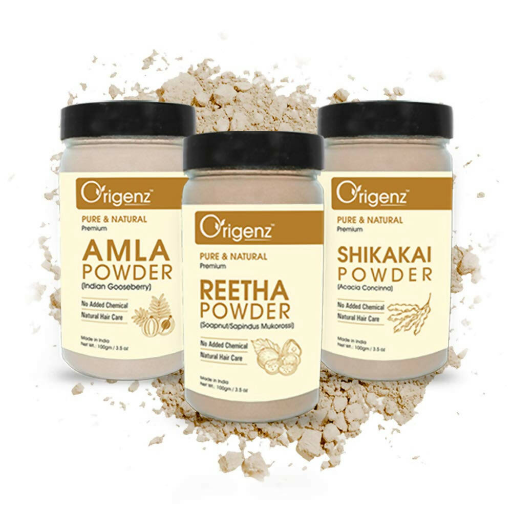 Origenz Premium Amla, Reetha, Shikakai Powder Combo For Hair Mask, Cleanser - Distacart