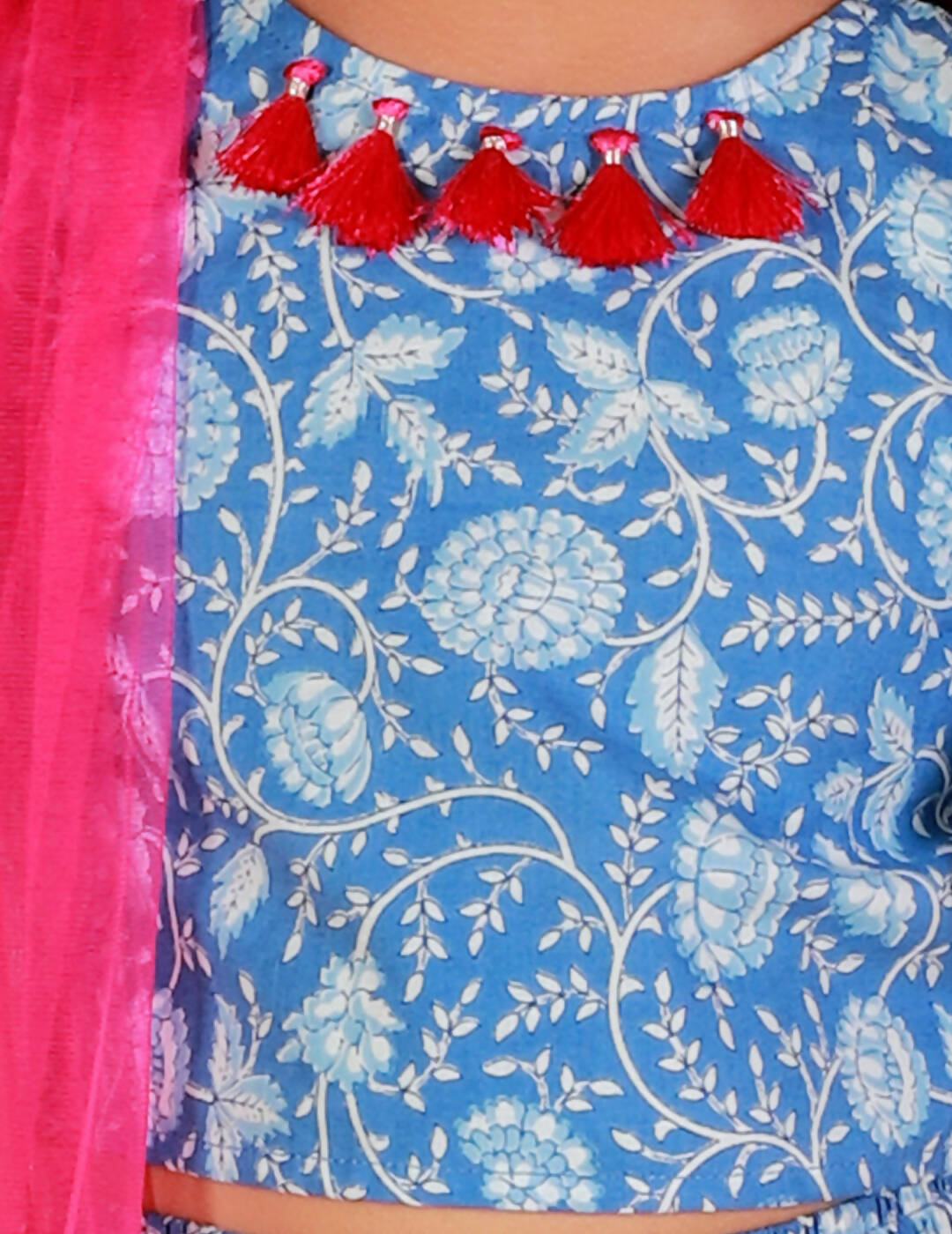 Lil Drama Girls Choli Ghaghra With Dupatta Set - Blue - Distacart