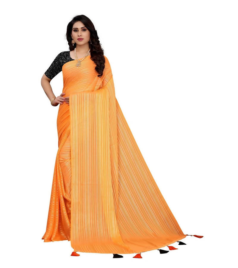 Vamika Orange Georgette Seqence Saree (Riva Orange)