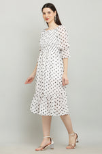 Thumbnail for PAVONINE Polka Dots Body Kansai White Dress For Women - Distacart