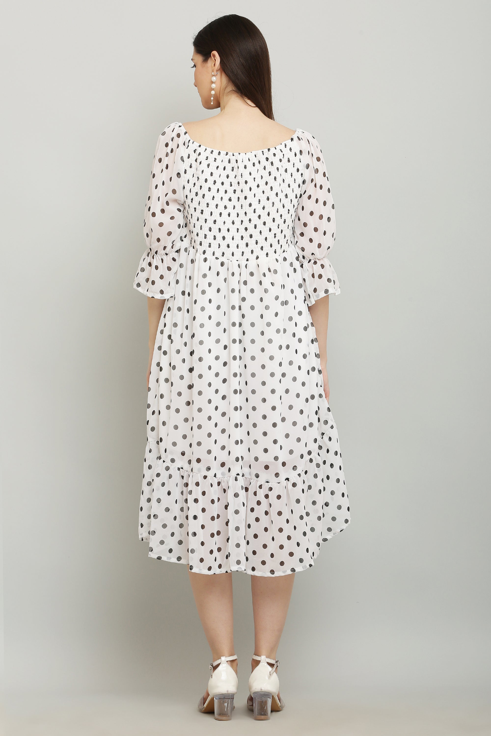 PAVONINE Polka Dots Body Kansai White Dress For Women - Distacart