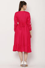 Thumbnail for PAVONINE Rani Color Flower Embroidery Dress For Women - Distacart