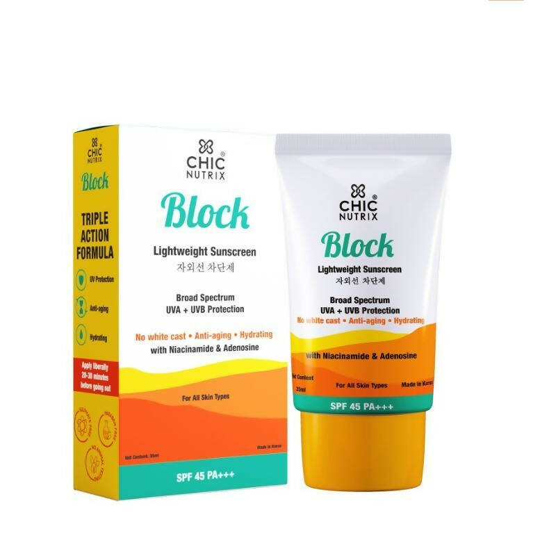 Chicnutrix Block Lightweight Sunscreen SPF 45 PA+++ - Distacart