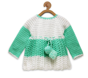 ChutPut Hand knitted Crochet Baby Wool Dress For Baby Girls - Green - Distacart
