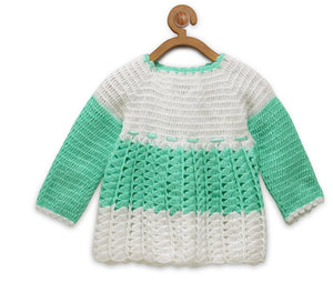 ChutPut Hand knitted Crochet Baby Wool Dress For Baby Girls - Green - Distacart