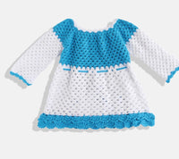 Thumbnail for ChutPut Hand knitted Crochet AquaWool Dress For Baby Girls - Blue - Distacart