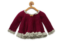 Thumbnail for ChutPut Hand knitted Crochet Beautiful Wool Dress For Baby Girls - Purple - Distacart