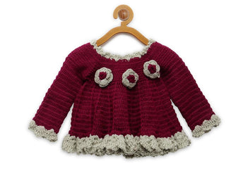 ChutPut Hand knitted Crochet Beautiful Wool Dress For Baby Girls - Purple - Distacart