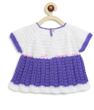 ChutPut Hand knitted Crochet Cute Wool Dress For Baby Girls - Purple - Distacart
