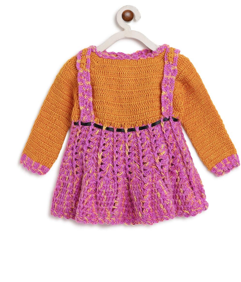 ChutPut Hand knitted Crochet Funky Wool Dress For Baby Girls - Multi - Distacart
