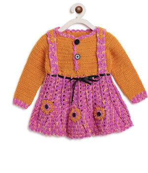 ChutPut Hand knitted Crochet Funky Wool Dress For Baby Girls - Multi - Distacart