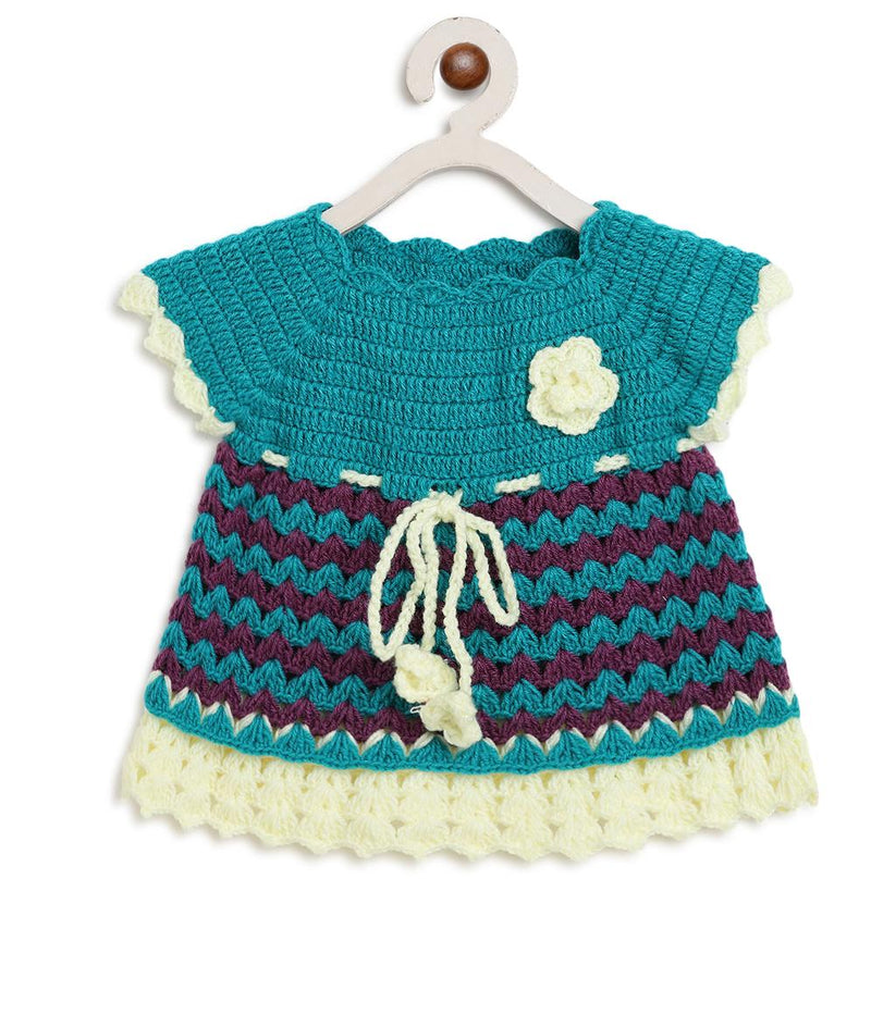 ChutPut Hand knitted Crochet Adorable Wool Dress For Baby Girls - Green - Distacart