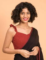 Thumbnail for Suta Black Maroon Solid Cotton Saree - Distacart