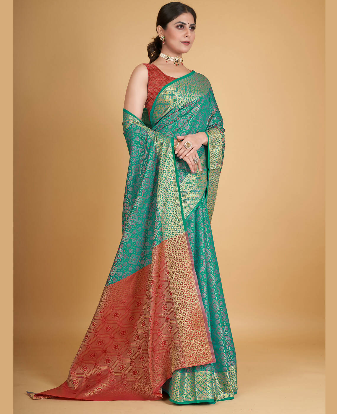Sea Green Silk Woven Design Saree With Unstitched Blouse Piece - Akshita - Distacart