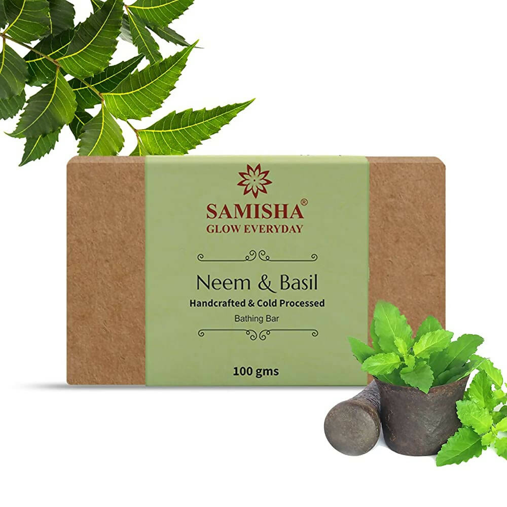 Samisha Organic Neem & Basil Skin Clearing Bathing Bar - Distacart