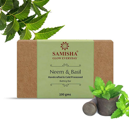 Samisha Organic Neem & Basil Skin Clearing Bathing Bar - Distacart