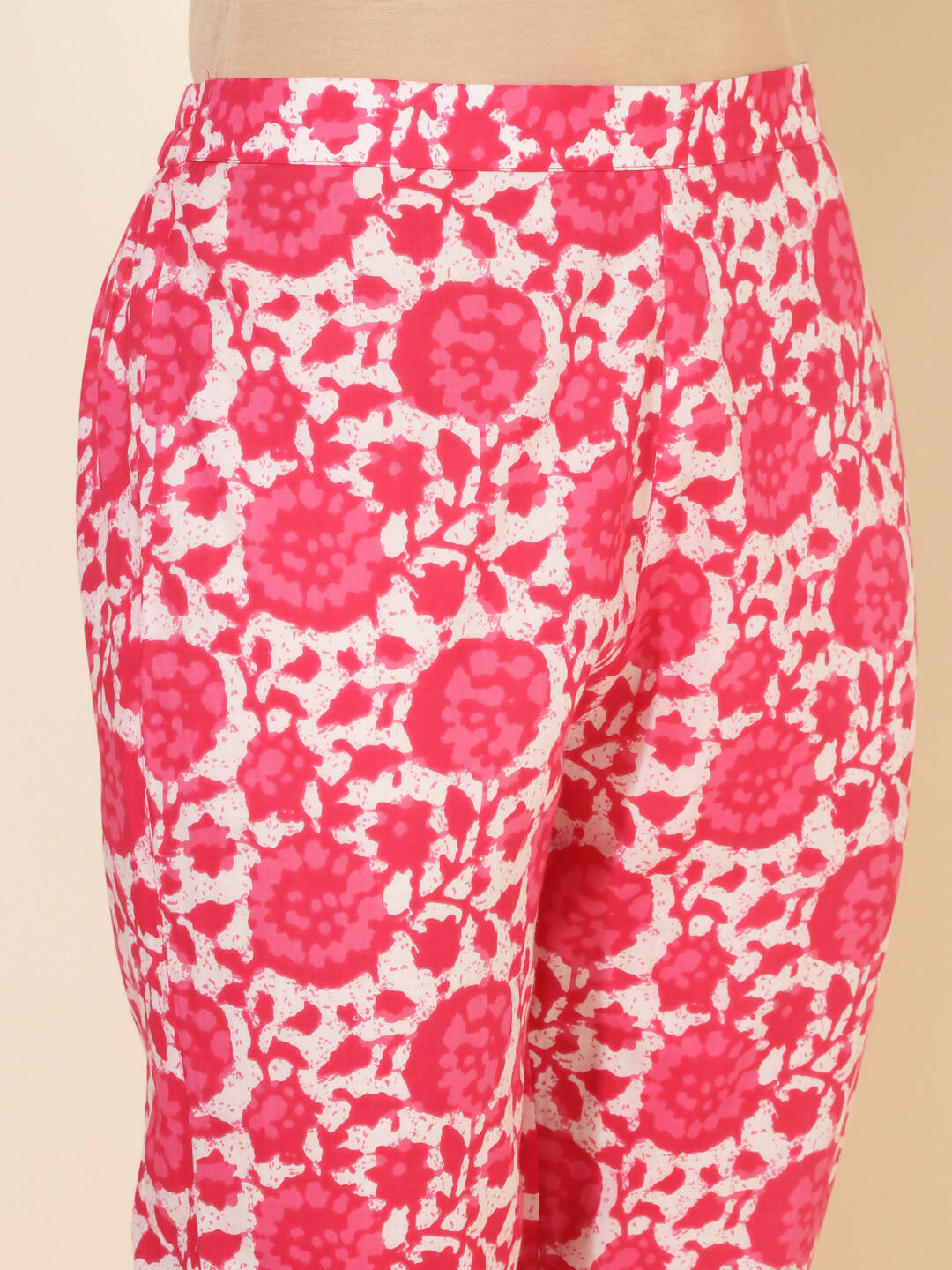 Janasya Women's Pink and White Cotton Printed Casual Regular Co-ords - Distacart