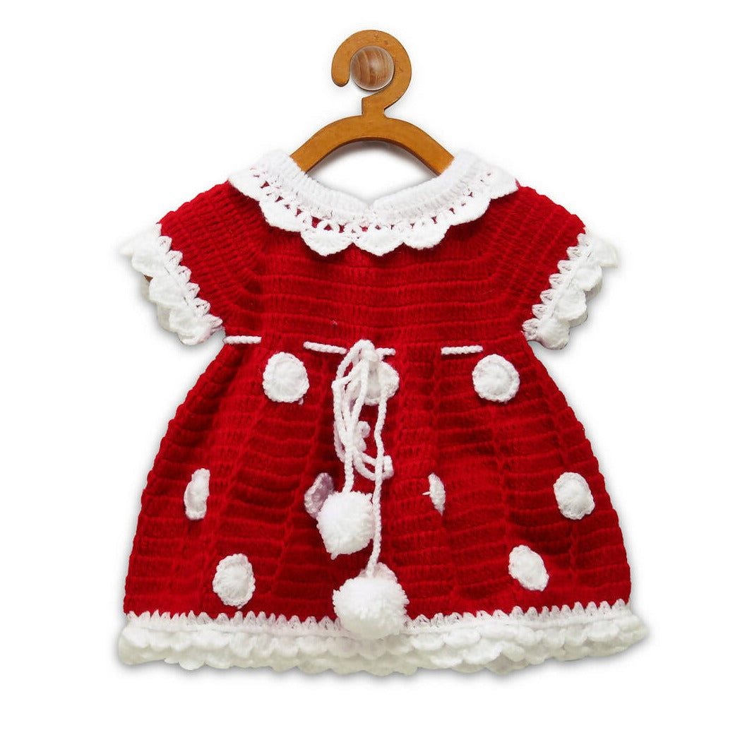 ChutPut Hand knitted Crochet Santa Dress - Red - Distacart
