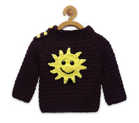 Thumbnail for Chutput Kids Brown Coloured Solid Pullover For Baby Boys with Sunflower Design - Distacart