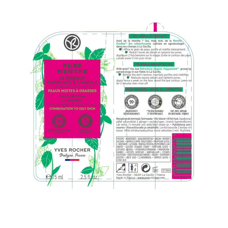 Yves Rocher Pure Menthe The Purifying Clay Mask - Distacart