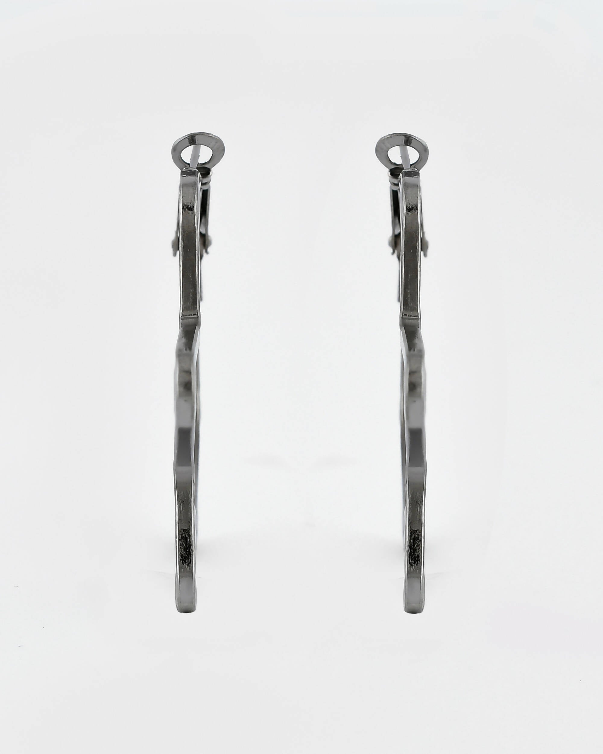 VOJ Women Rhodium Tonned Star Shape Stainless Steel Hoop Earrings - Distacart