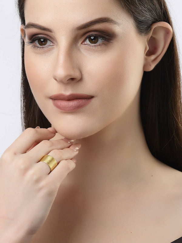 NVR Women Gold-Plated Solid Adjustable Finger Ring - Distacart